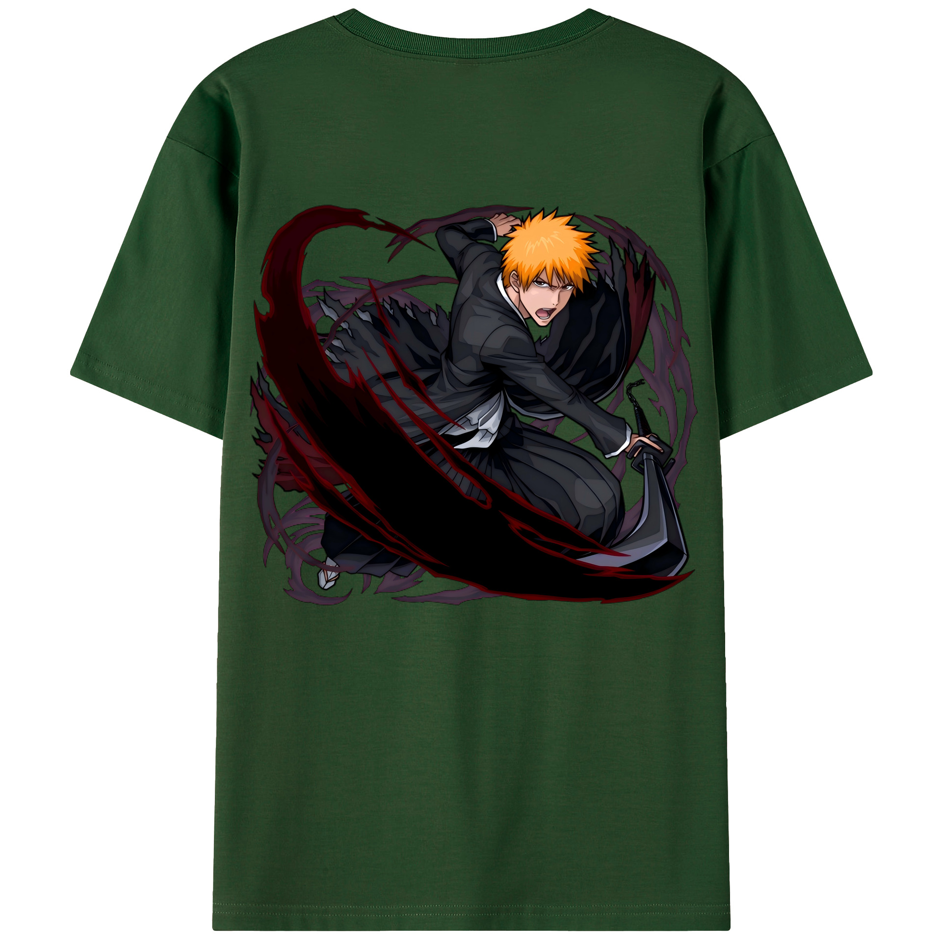 （画像用） ブリーチ 黒崎一護（くろさき いちご）BLEACH Kurosaki Ichigo 綿100％半袖Tシャツ（背面プリント）